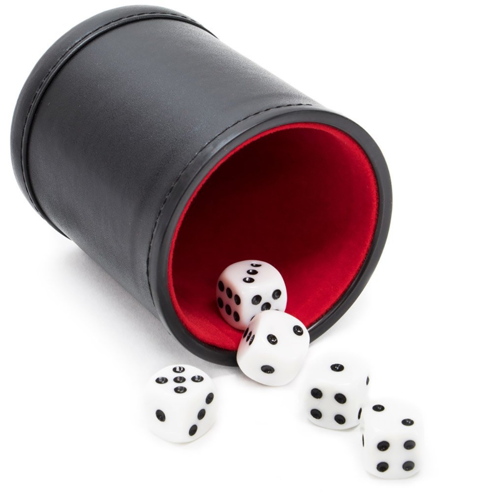 Board Game Yahtzee - Leather Dice Cup Set with 6