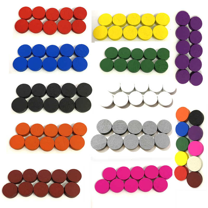 Board Game Sequence - 50pieces 15*5MM 11 Colors Wooden Disk
