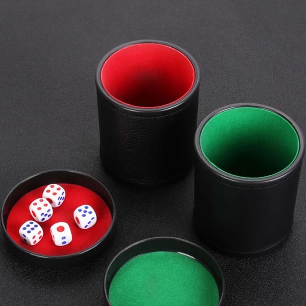 Board Game Yahtzee - Leather Dice Cup with Lid Green