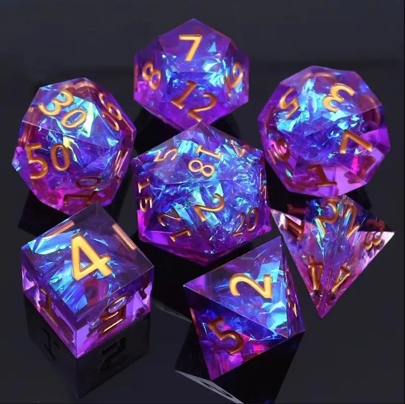 Board Game Roleplay - 7PCS Resin Dices Set Multi-shape Sharp