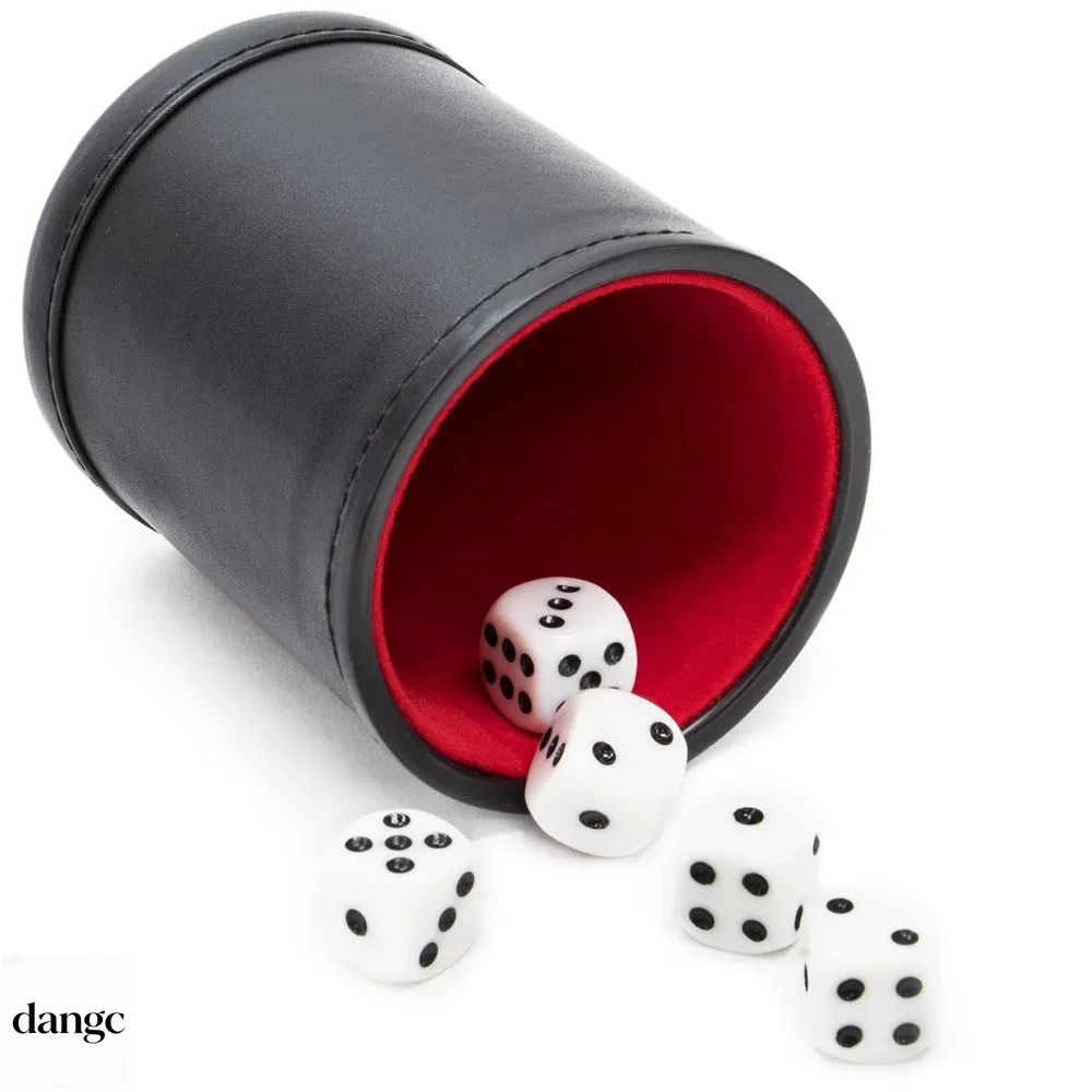 Board Game Yahtzee - Leather Dice Cup With Lid Green