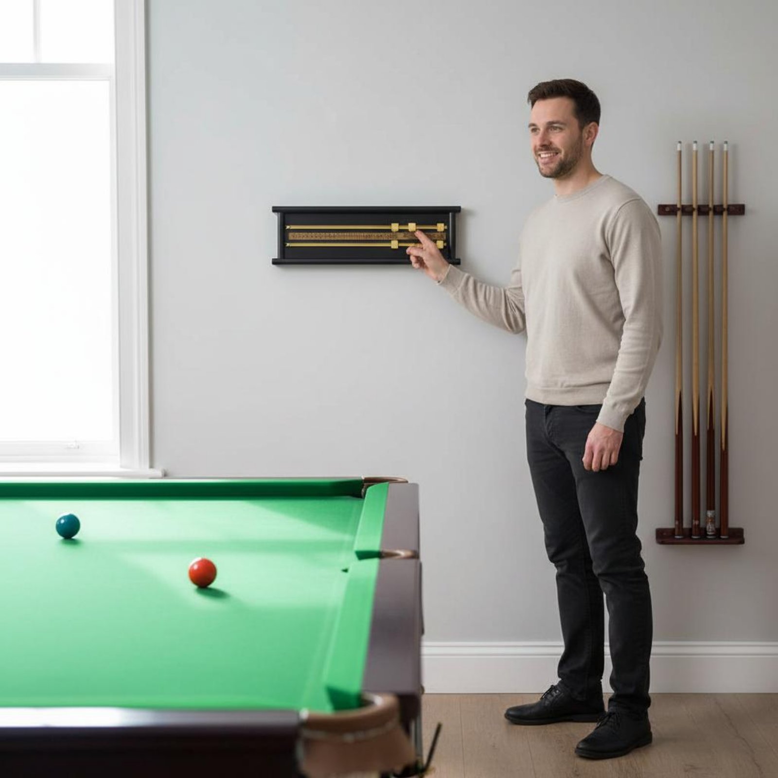 Board Game For 2 Players - Wooden Snooker Scorer Dual Rail 2-Track