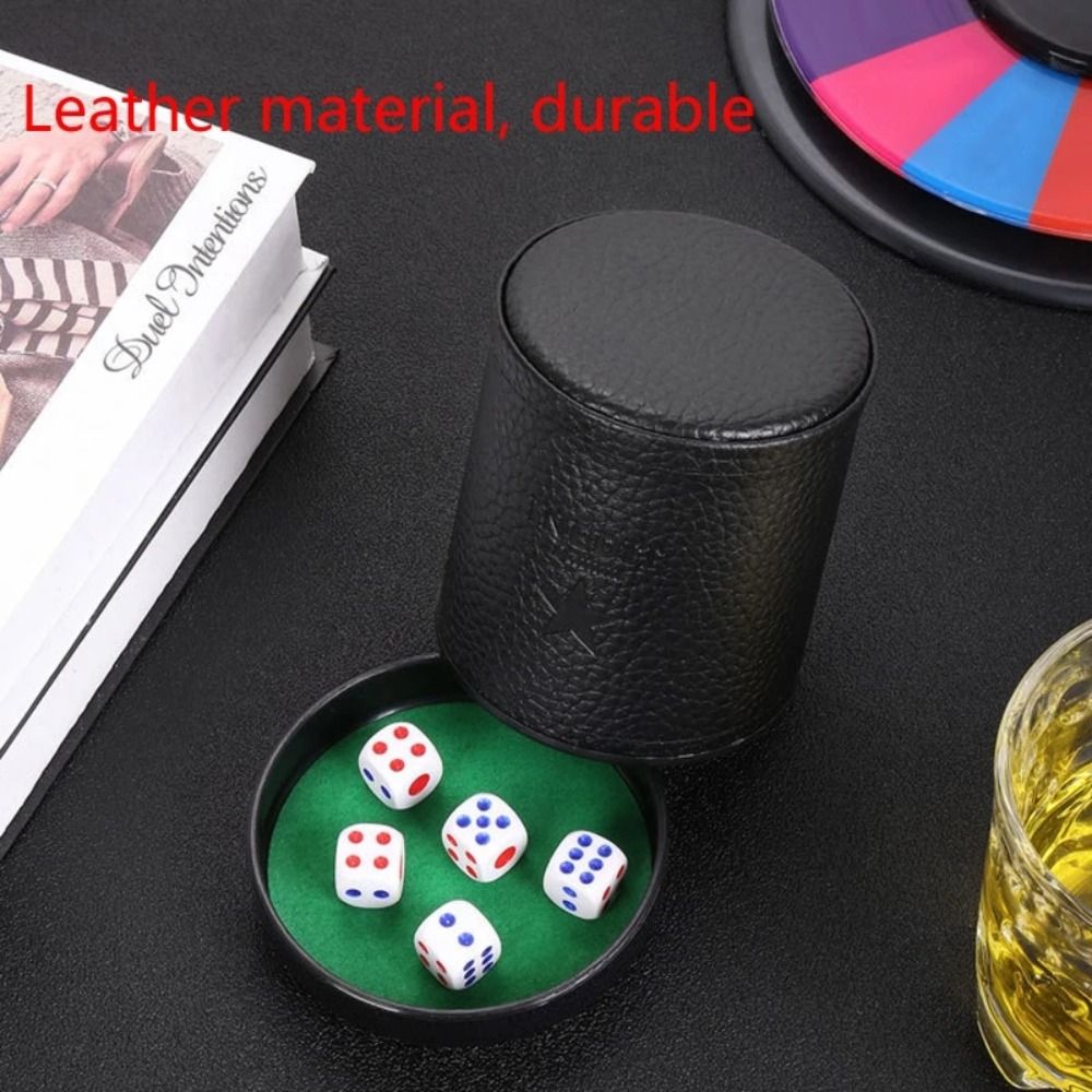 Board Game Yahtzee - Leather Dice Cup with Lid Green