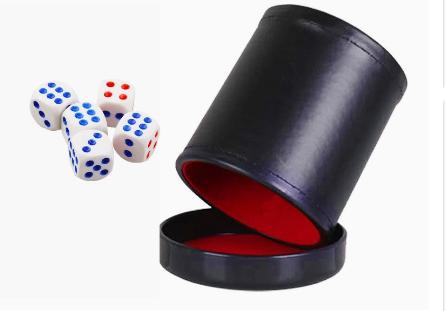 Board Game Yahtzee - Leather Dice Cup with Lid Green