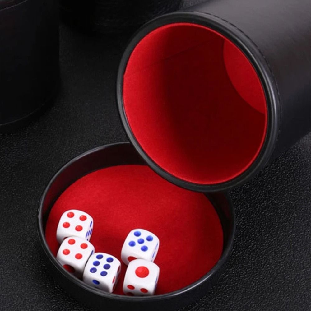Board Game Yahtzee - Leather Dice Cup with Lid Green