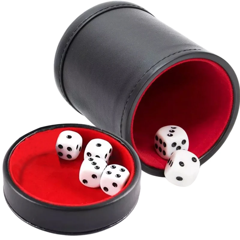 Board Game Yahtzee - Leather Dice Cup with Lid Green