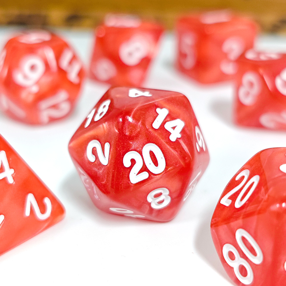 Red Pearl Swirl Acrylic Dice S - đánh giá và giá Board Game Roleplay