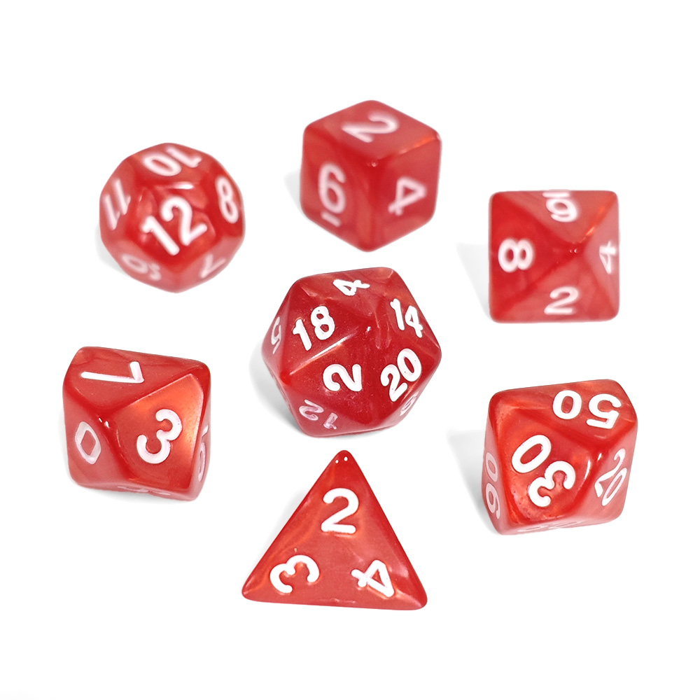 Red Pearl Swirl Acrylic Dice S - đánh giá và giá Board Game Roleplay
