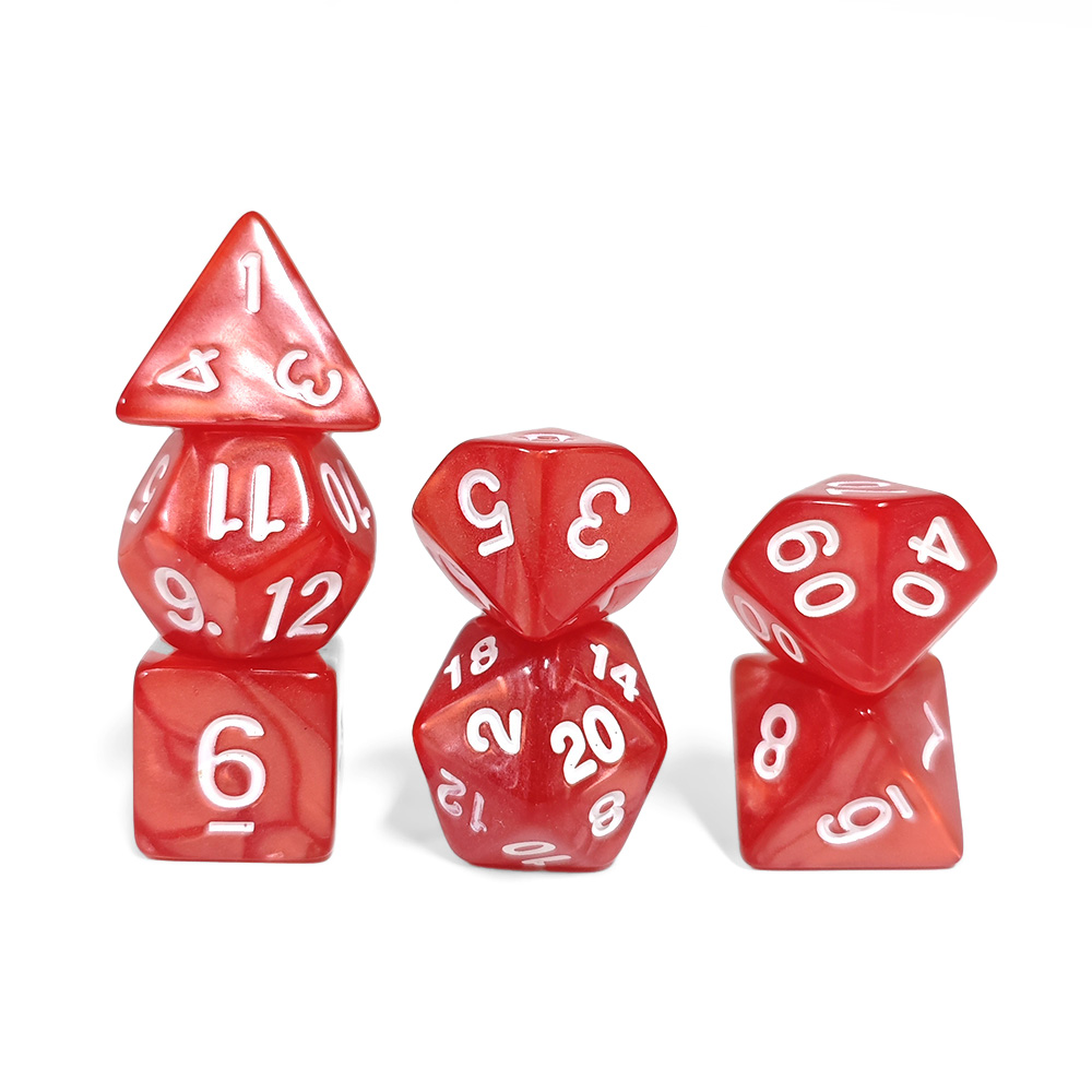 Red Pearl Swirl Acrylic Dice S - đánh giá và giá Board Game Roleplay