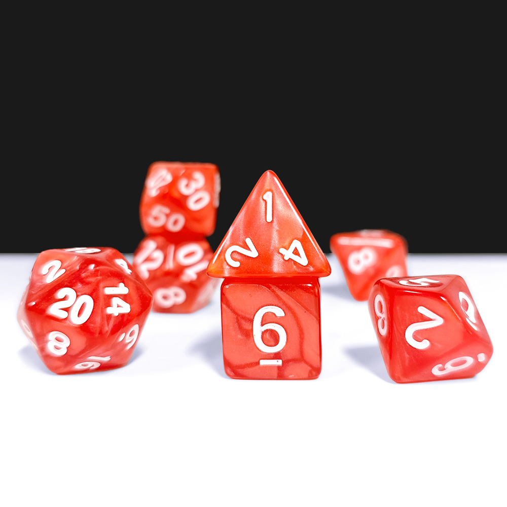 Red Pearl Swirl Acrylic Dice S - đánh giá và giá Board Game Roleplay
