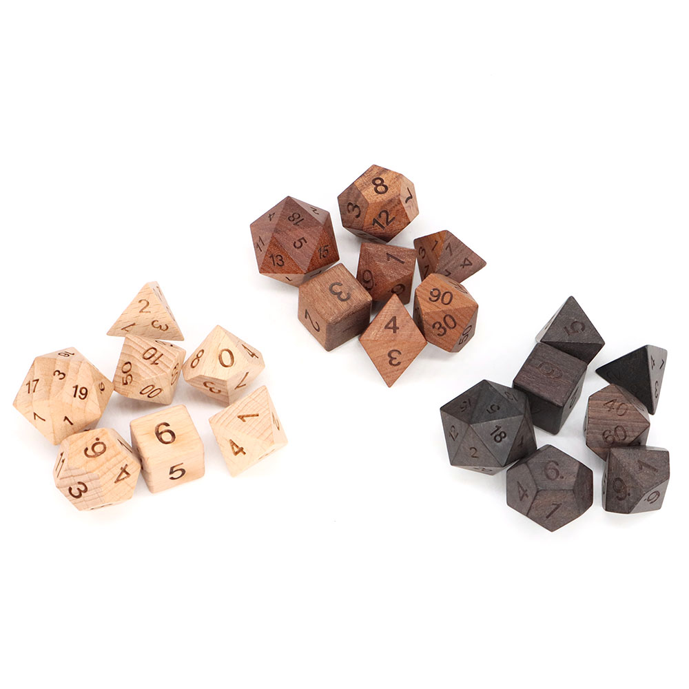 7Pcs/Set Wooden Dice d4-d20 Po - đánh giá và giá Board Game Roleplay