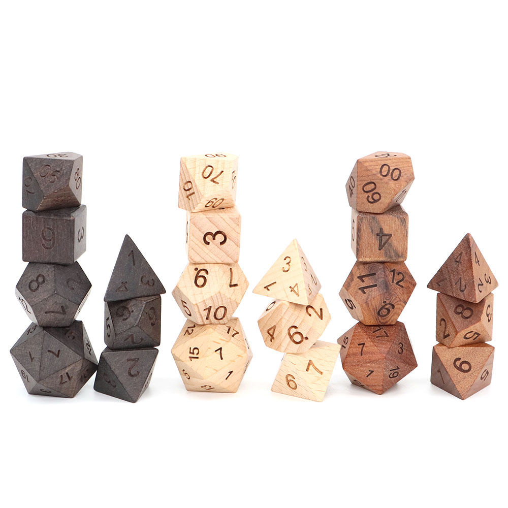 7Pcs/Set Wooden Dice d4-d20 Po - đánh giá và giá Board Game Roleplay