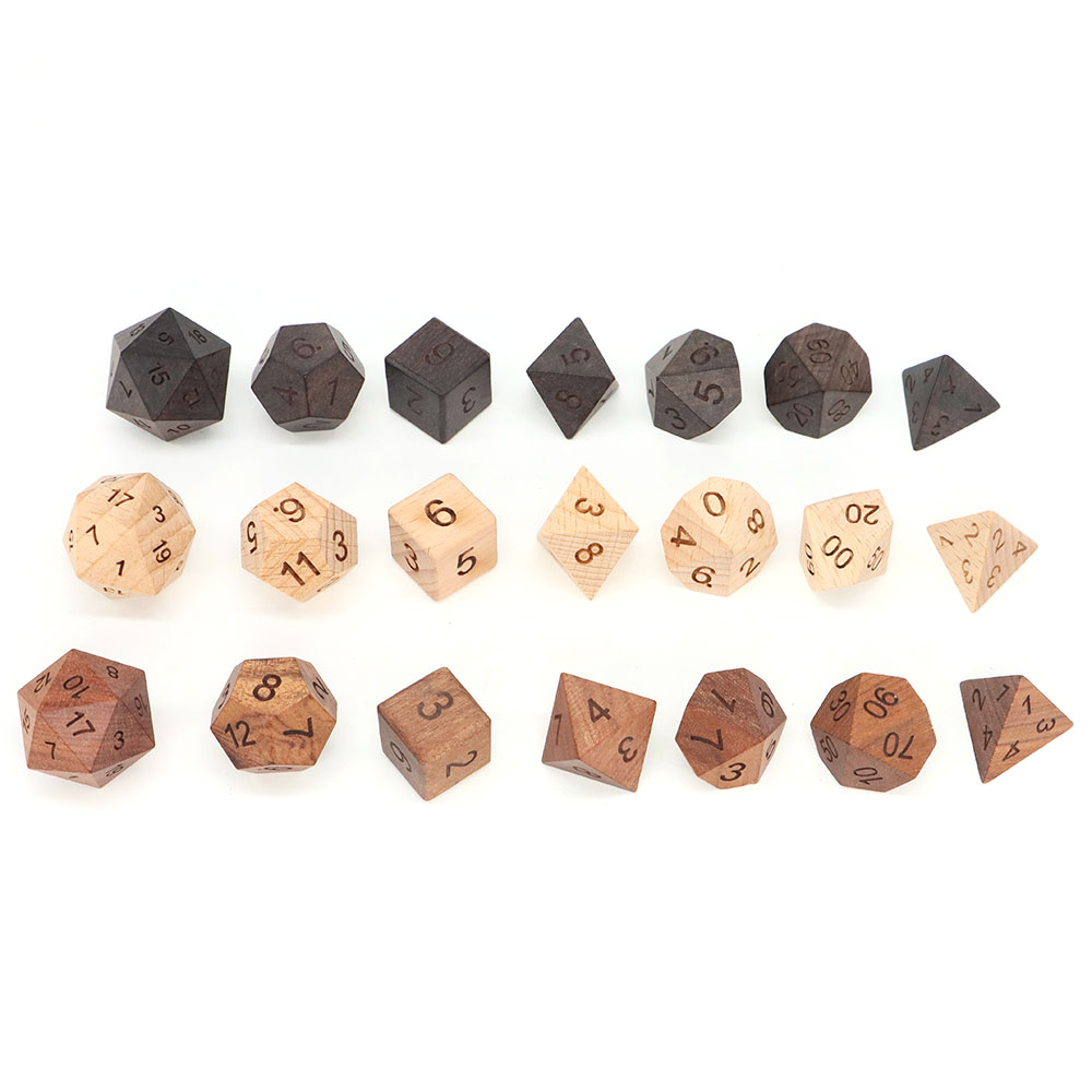 7Pcs/Set Wooden Dice d4-d20 Po - đánh giá và giá Board Game Roleplay